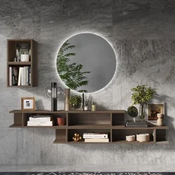 Garnero Arredamenti Mobile ingresso 210x140h cm vani a vista rovere scuro Sunset 60 New