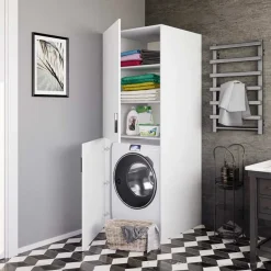 Garnero Arredamenti Mobile lavatrice 70x180h cm 2 ante e ripiani Wash Bianco Opaco Online