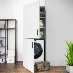 Garnero Arredamenti Mobile lavatrice 70x180h cm 2 ante e ripiani Wash Bianco Opaco Online