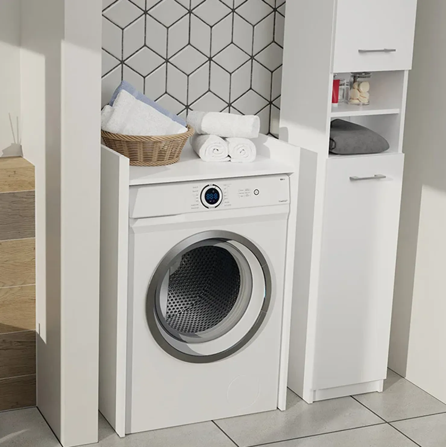 Garnero Arredamenti Mobile lavatrice 64x98h cm bianco opaco Pola Outlet
