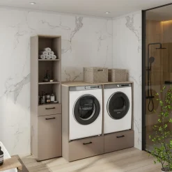 Garnero Arredamenti Mobile lavatrice 67x117h cm con cassettone beige Wave Discount