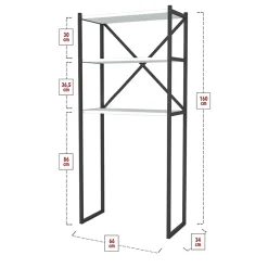 Garnero Arredamenti Mobile lavatrice 66x160h cm industrial metallo bianco Canarie Bianco Opaco New