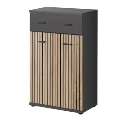 Garnero Arredamenti Mobile multiuso basso ingresso 60x96h cm rovere antracite San Francisco, New York, California Gihome® Outlet