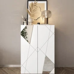 Garnero Arredamenti Mobile multiuso ingresso 78x116h cm scarpiera bianco lucido specchio Olimpo Sale