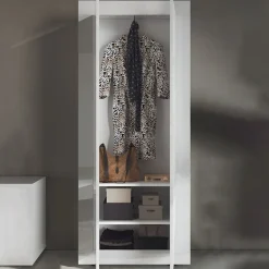 Garnero Arredamenti Mobile multiuso ingresso appendiabiti 78x187h cm moderno bianco lucido Eternity Best