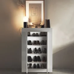 Garnero Arredamenti Mobile multiuso ingresso 78x116h cm scarpiera bianco lucido Eternity Discount
