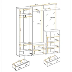 Garnero Arredamenti Mobile multiuso ingresso 60x203h cm 2 ante rovere antracite New York-California Gihome® Discount