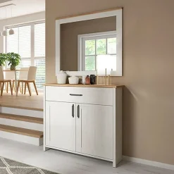 Garnero Arredamenti Mobile multiuso 102x99h cm 2 ante 1 cassetto scandinava bianco frassinato rovere Lars Clearance