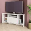 Garnero Arredamenti Mobile porta TV angolare 110x49h cm 3 vani 1 ribalta bianco lucido Folk Online