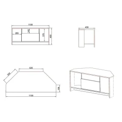 Garnero Arredamenti Mobile porta TV angolare 110x49h cm 3 vani 1 ribalta bianco lucido Folk Online