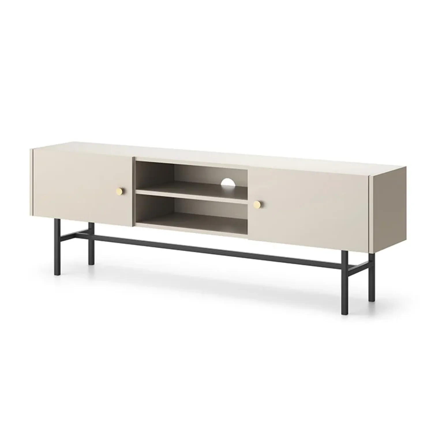 Garnero Arredamenti Mobile porta TV moderno 155x52h cm 2 ante e vani a giorno Eterna Beige