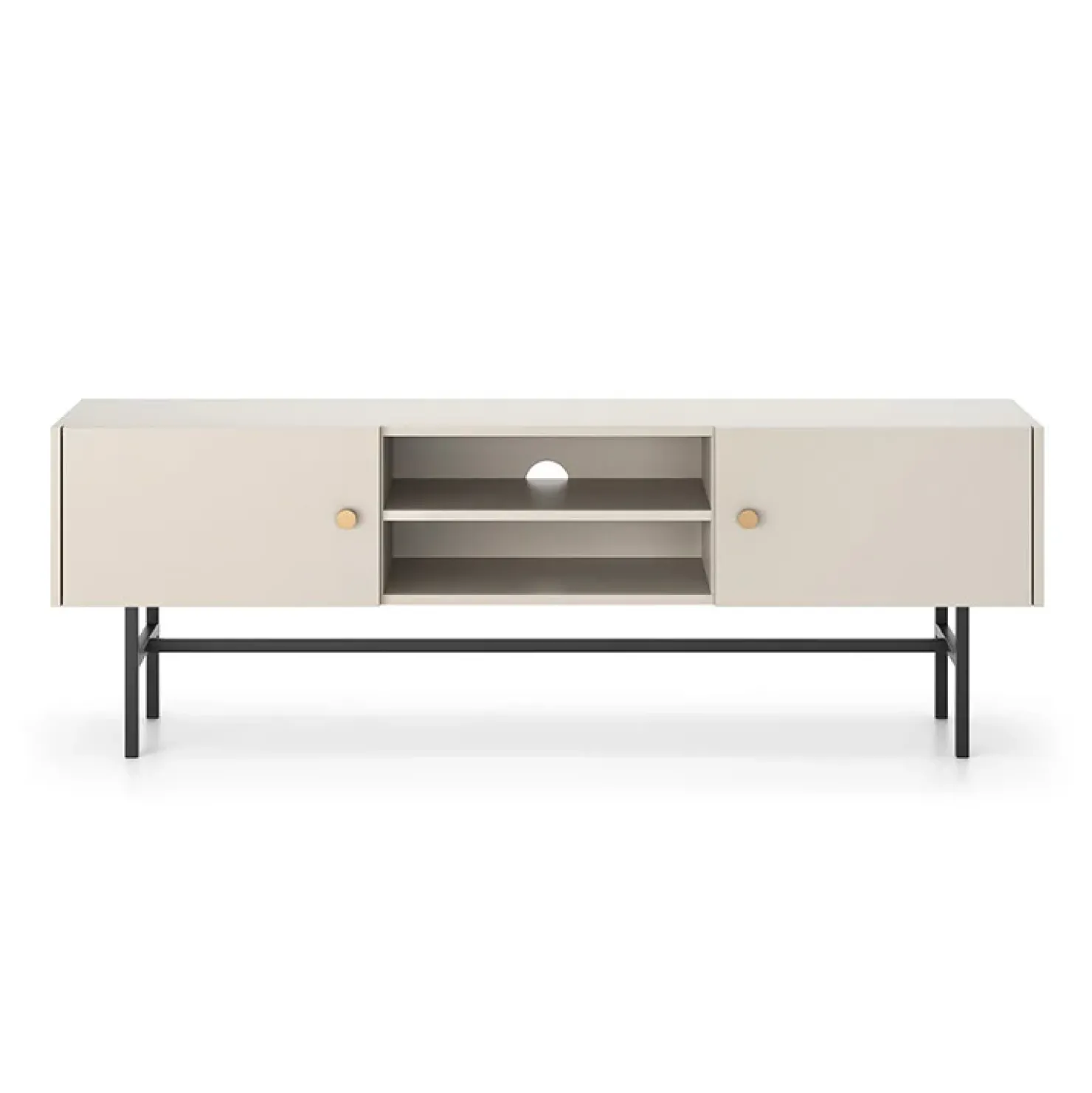 Garnero Arredamenti Mobile porta TV moderno 155x52h cm 2 ante e vani a giorno Eterna Beige