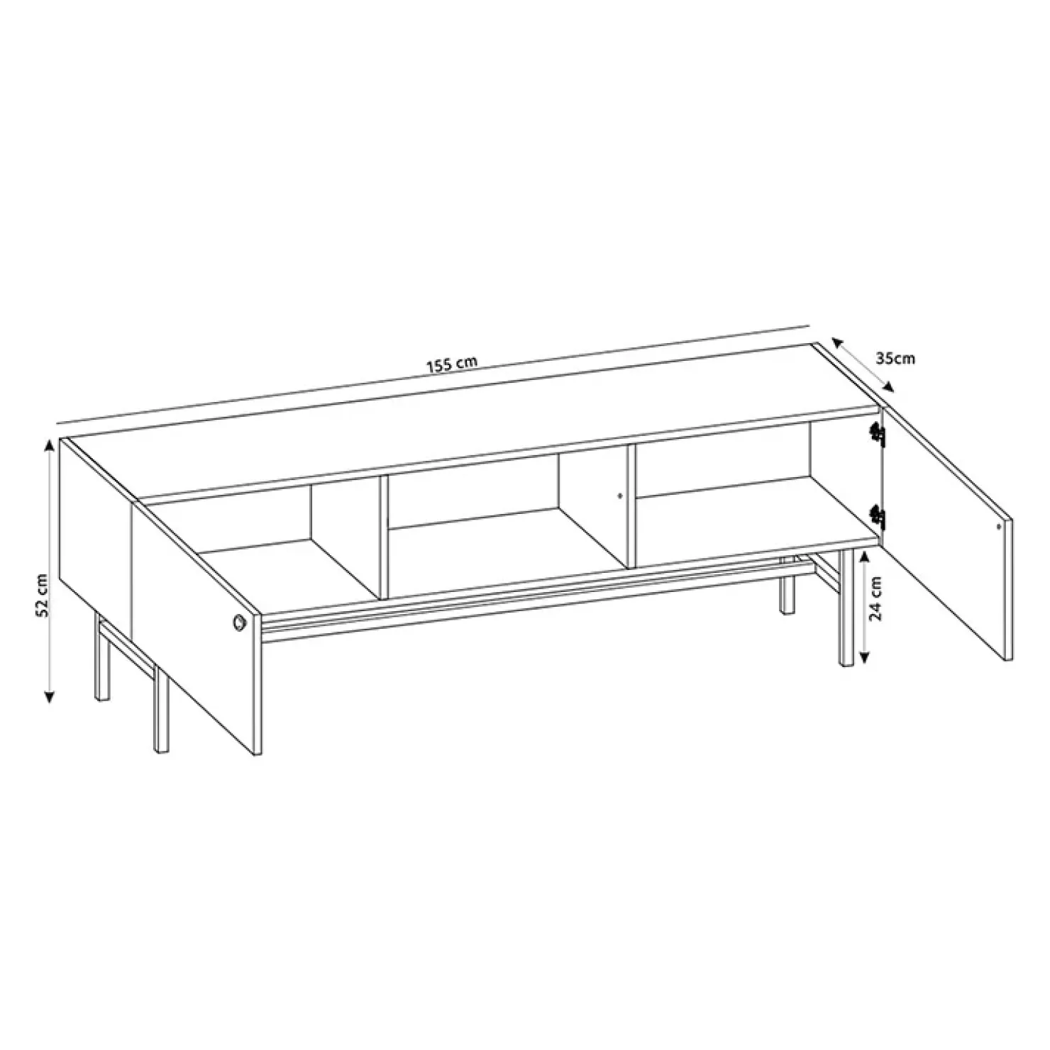 Garnero Arredamenti Mobile porta TV moderno 155x52h cm 2 ante e vani a giorno Eterna Beige