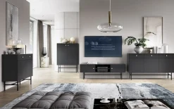 Garnero Arredamenti Mobile porta TV moderno 155x52h cm 2 ante nero Eterna Nero Opaco Clearance