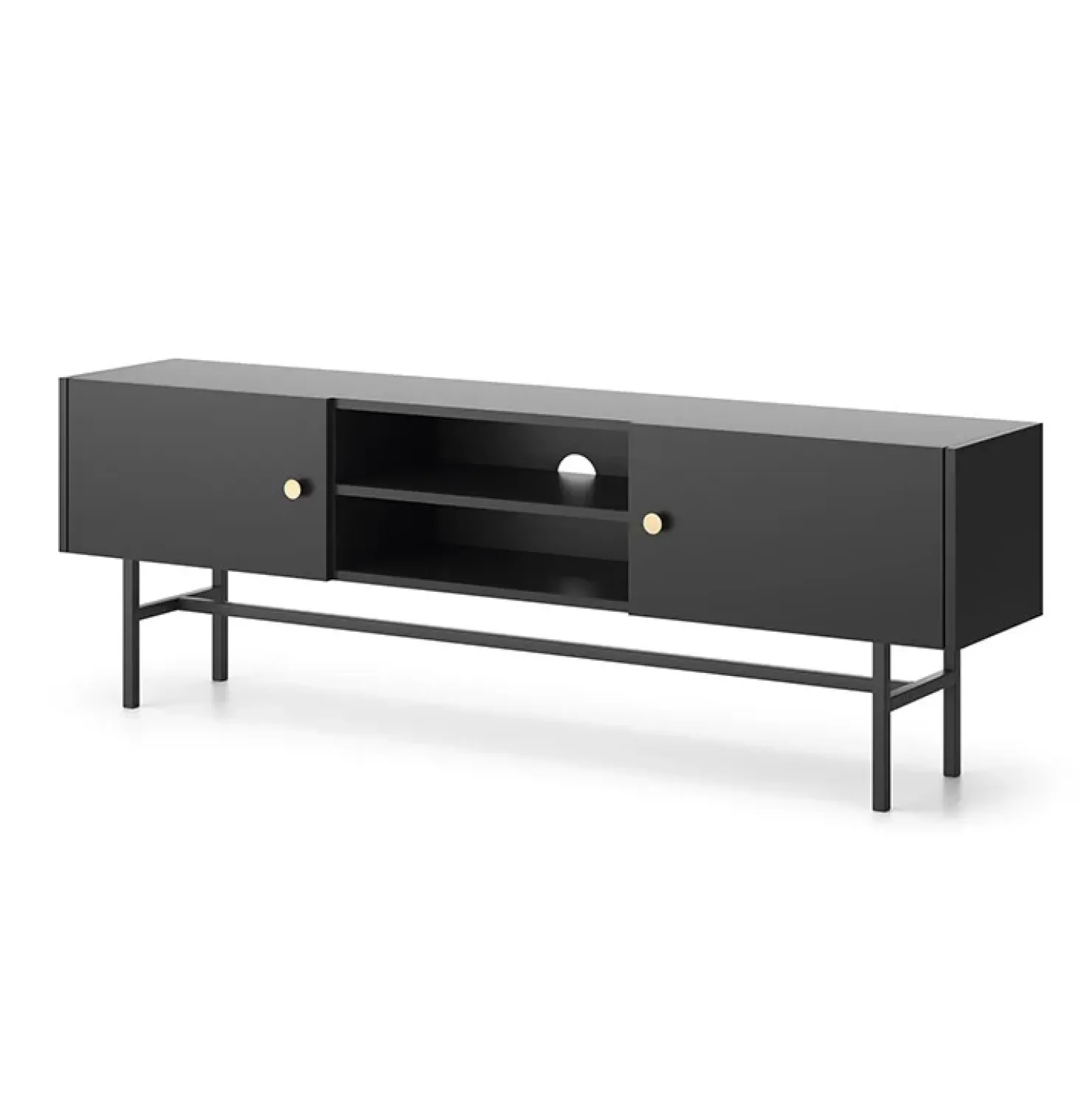 Garnero Arredamenti Mobile porta TV moderno 155x52h cm 2 ante nero Eterna Nero Opaco Clearance