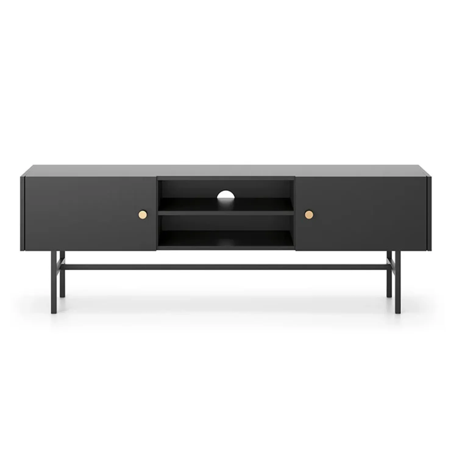Garnero Arredamenti Mobile porta TV moderno 155x52h cm 2 ante nero Eterna Nero Opaco Clearance