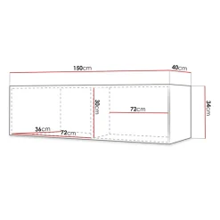 Garnero Arredamenti Mobile porta TV sospeso 150x34h cm 1 anta bianco Kiruna 4 Bianco Opaco Outlet