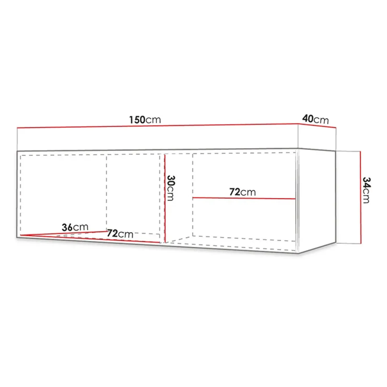 Garnero Arredamenti Mobile porta TV sospeso 150x34h cm 1 anta bianco Kiruna 4 Bianco Opaco Outlet