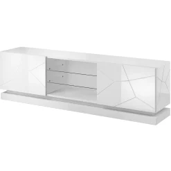 Garnero Arredamenti Mobile porta tv sospeso 200x57h cm 2 ante 2 vani a giorno bianco lucido Bianca Online