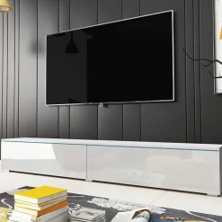 Garnero Arredamenti Mobile porta TV sospeso 180x30h cm design 2 ante Silvia Bianco Lucido Best
