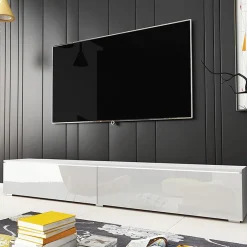Garnero Arredamenti Mobile porta TV sospeso 180x30h cm con LED design Silvia Bianco Lucido Sale