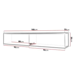 Garnero Arredamenti Mobile porta TV sospeso 180x30h cm con LED design Silvia Bianco Lucido Sale