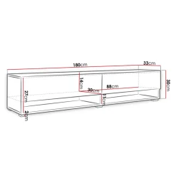 Garnero Arredamenti Mobile porta TV sospeso 180x30h cm 2 ante Gregoria Bianco Lucido Outlet