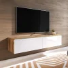 Garnero Arredamenti Mobile porta TV sospeso 140x30h cm con LED rovere bianco lucido  Silvia Outlet