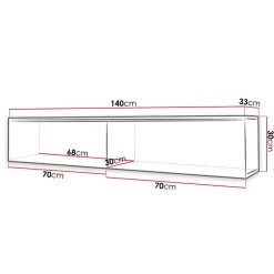 Garnero Arredamenti Mobile porta TV sospeso 140x30h cm con LED rovere bianco lucido Silvia Outlet