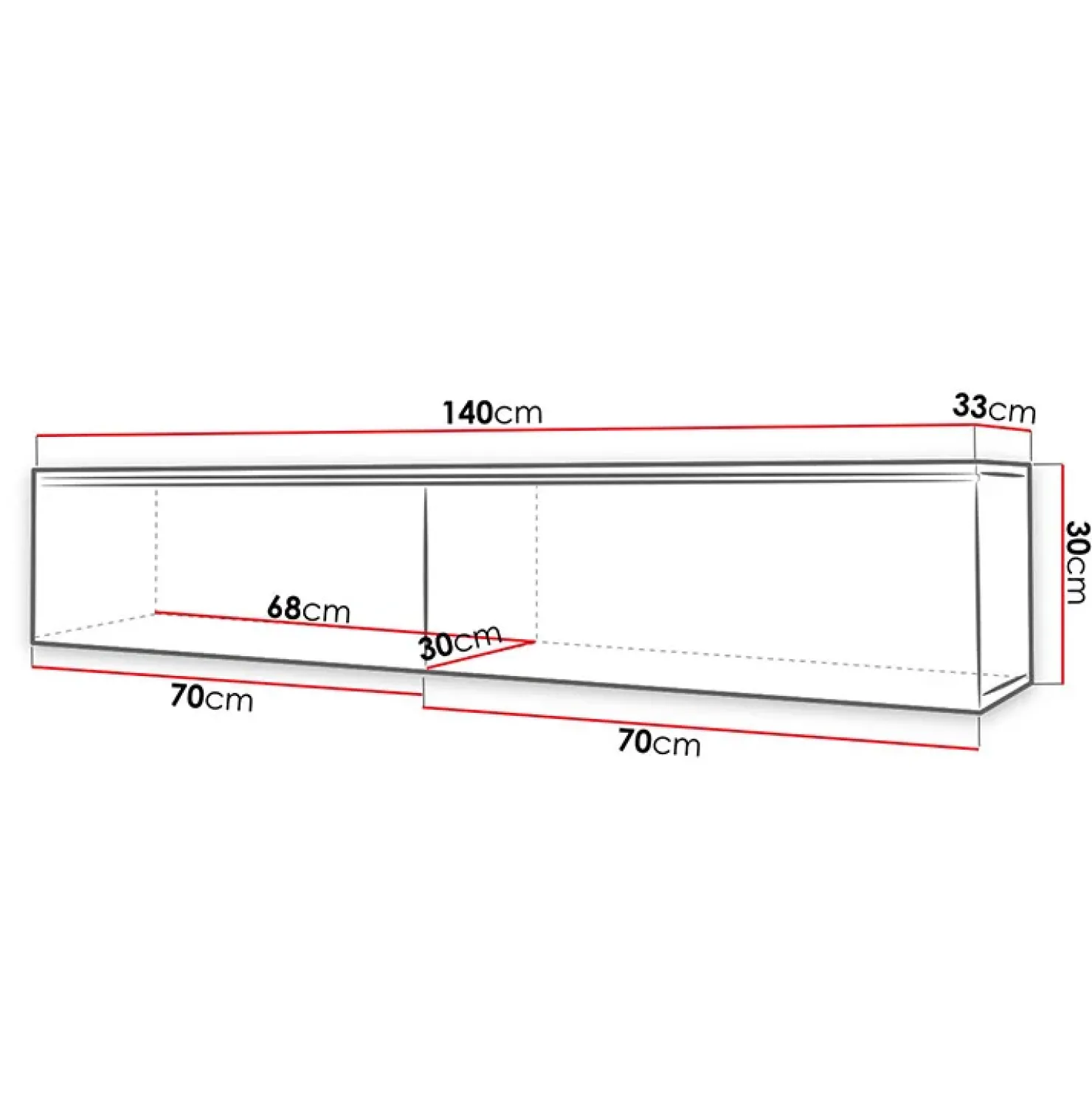 Garnero Arredamenti Mobile porta TV sospeso 140x30h cm con LED rovere bianco lucido Silvia Outlet