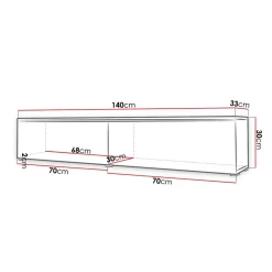 Garnero Arredamenti Mobile porta TV sospeso 140x30h cm con LED rovere bianco lucido Silvia Outlet