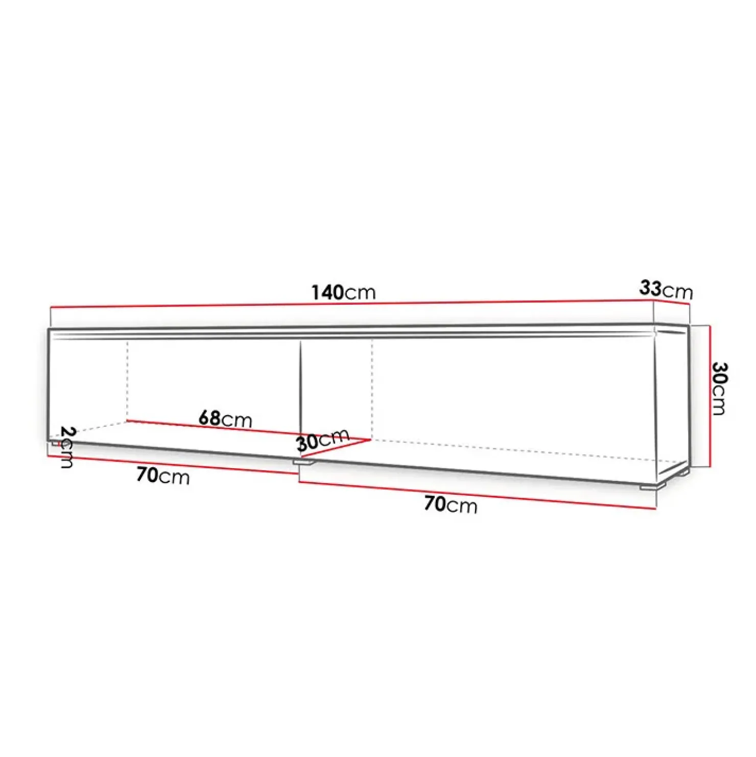 Garnero Arredamenti Mobile porta TV sospeso 140x30h cm con LED rovere bianco lucido Silvia Outlet