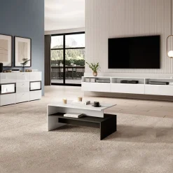 Garnero Arredamenti Mobile porta TV sospeso 270x42h cm bianco Emotion Gihome® Bianco Lucido Outlet