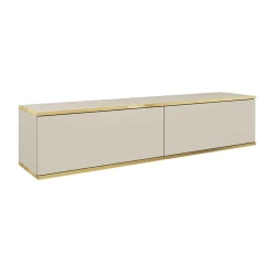 Garnero Arredamenti Mobile porta TV sospeso 135x30h cm 2 ante moderno beige oro Linus Beige - Oro Online