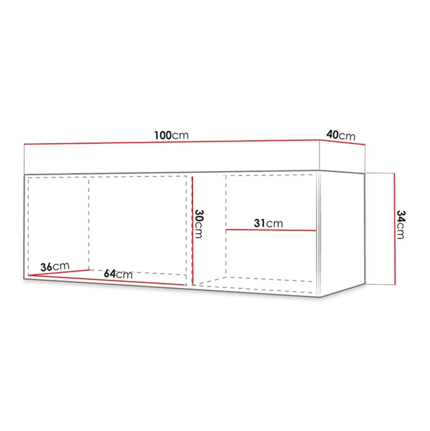Garnero Arredamenti Mobile porta TV sospeso 100x34h cm 1 anta nero Kiruna Nero Opaco Hot