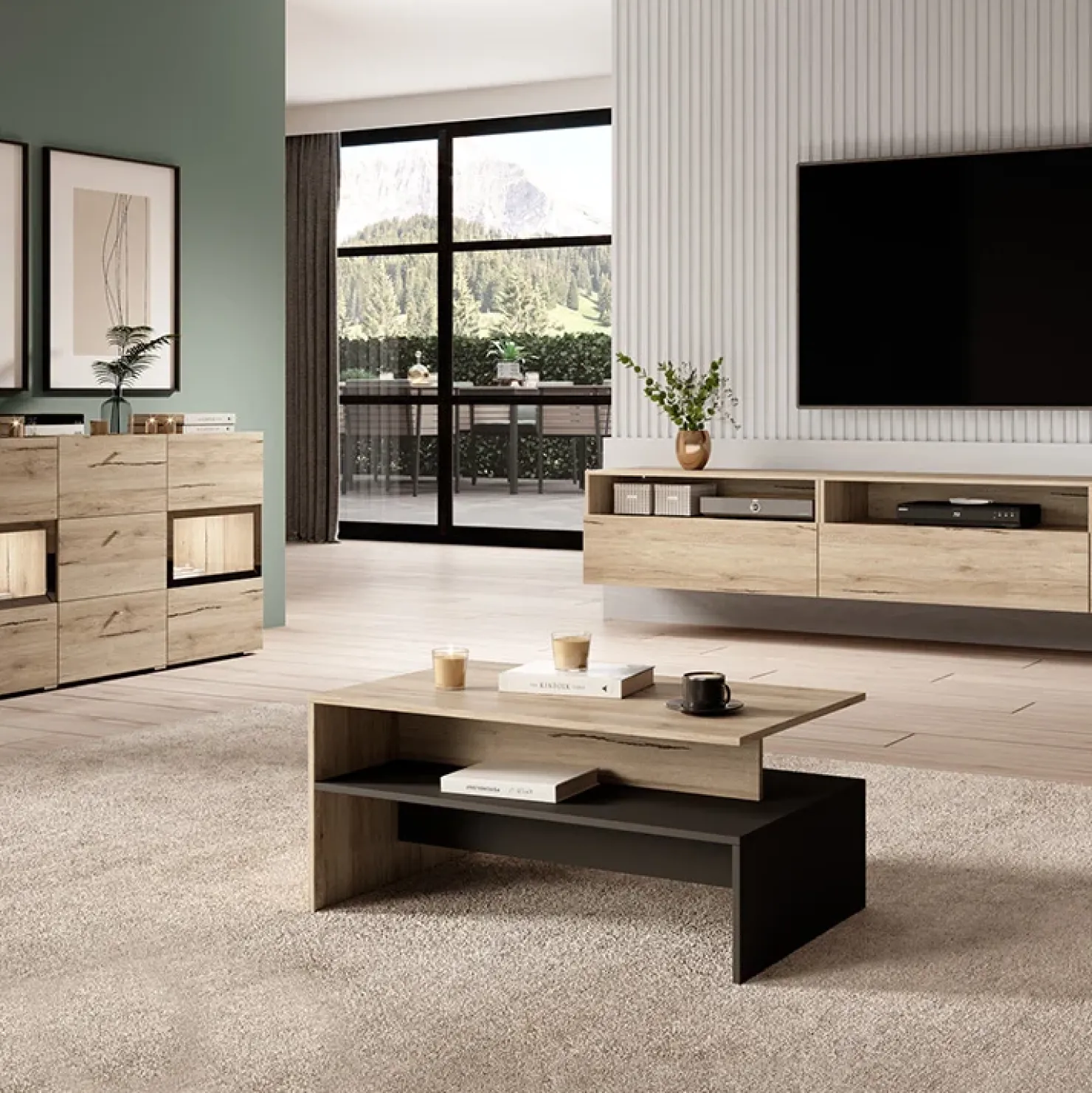 Garnero Arredamenti Mobile porta TV sospeso 270x42h cm Emotion Gihome® Rovere Online