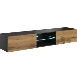 Garnero Arredamenti Mobile porta TV sospeso 180x30h cm 2 ante industrial  rovere scuro antracite Momo Clearance