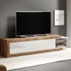 Garnero Arredamenti Mobile porta TV 200/242x 44h cm 2 ante moderno estraibile  bianco lucido rovere Aria Discount