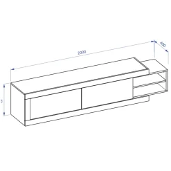 Garnero Arredamenti Mobile porta TV 200/242x 44h cm 2 ante moderno estraibile  bianco lucido rovere Aria Discount