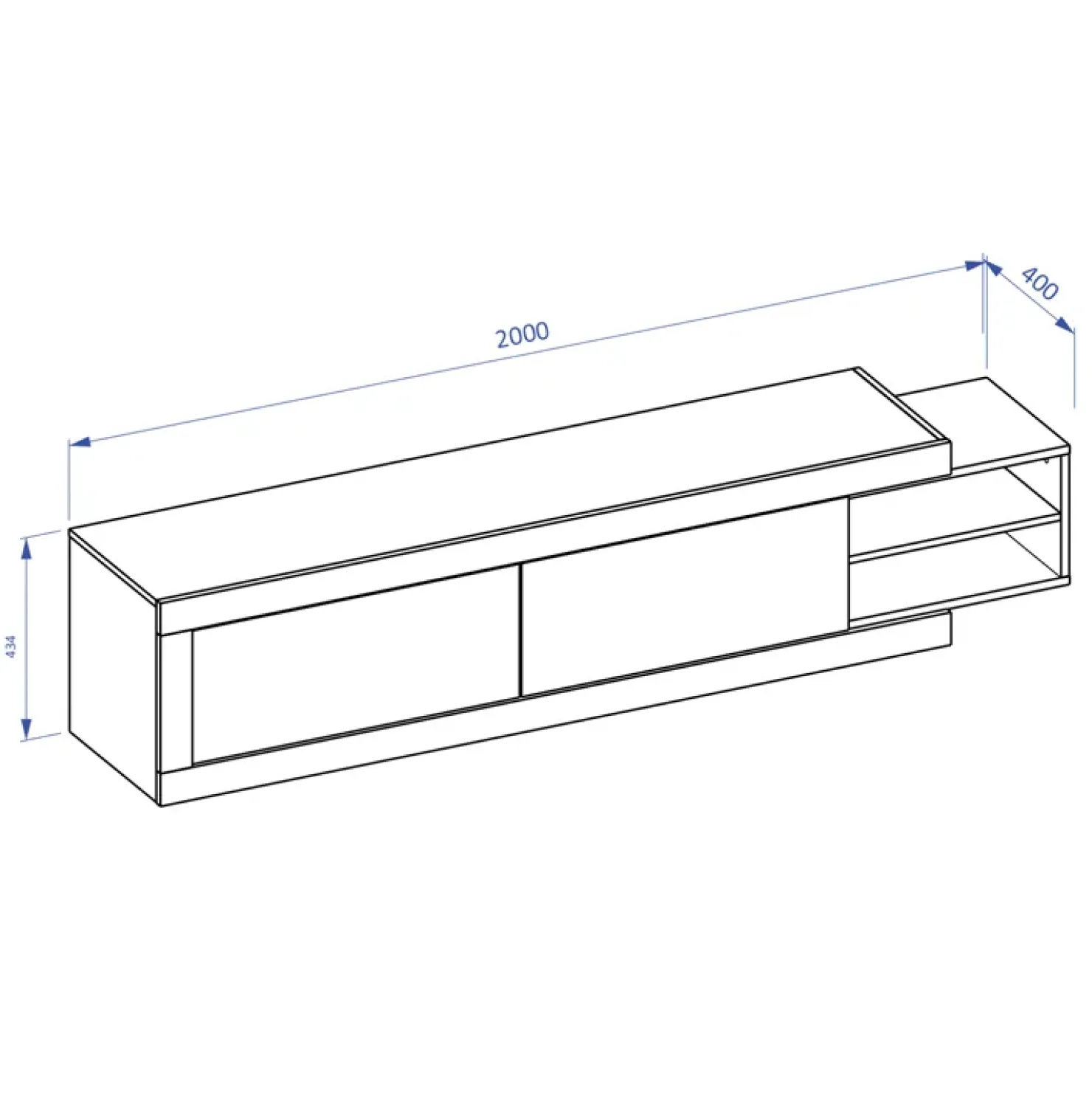 Garnero Arredamenti Mobile porta TV 200/242x 44h cm 2 ante moderno estraibile  bianco lucido rovere Aria Discount