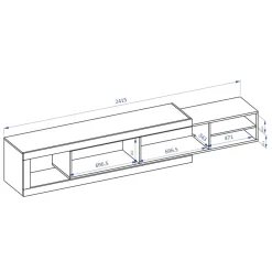 Garnero Arredamenti Mobile porta TV 200/242x 44h cm 2 ante moderno estraibile  bianco lucido rovere Aria Discount