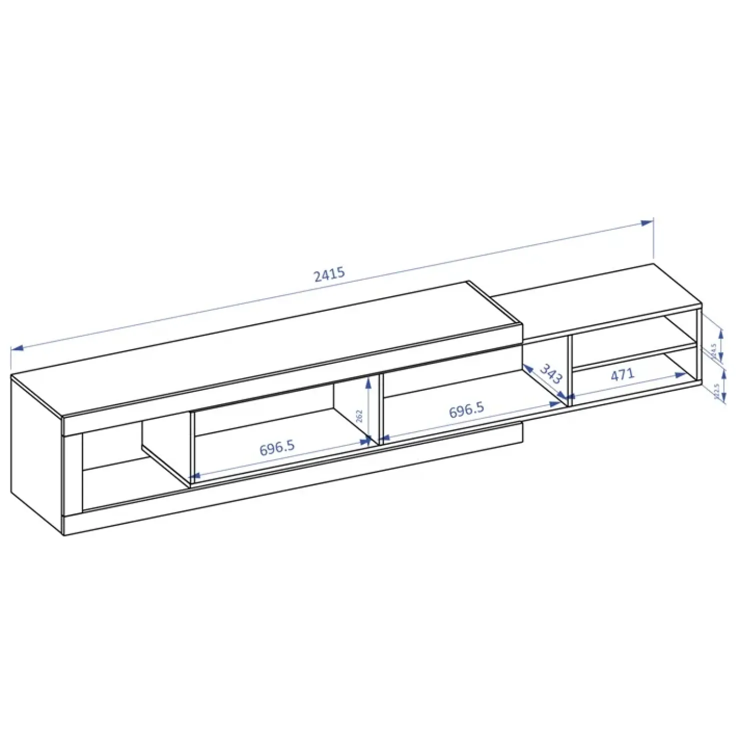 Garnero Arredamenti Mobile porta TV 200/242x 44h cm 2 ante moderno estraibile  bianco lucido rovere Aria Discount