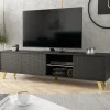 Garnero Arredamenti Mobile porta tv 175x42cm 2 vani a giorno 3 ante nero Nyborg