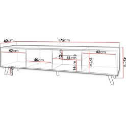 Garnero Arredamenti Mobile porta tv 175x42cm 2 vani a giorno 3 ante nero Nyborg