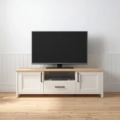 Garnero Arredamenti Mobile porta TV 160x51h cm 2 ante 1 cassetto bianco frassinato rovere Lars Best