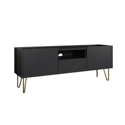 Garnero Arredamenti Mobile porta TV 144x55h cm 2 ante 1 cassetto grafite marmo nero Visby