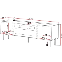 Garnero Arredamenti Mobile porta TV 181x59h cm 2 ante con caminetto con frontali decorati Daniele Beige Clearance