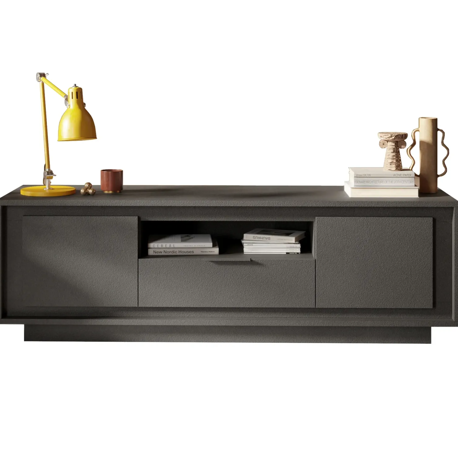 Garnero Arredamenti Mobile porta TV 184x58h cm 2 ante 1 cassetto Deluxe Antracite Sale