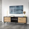 Garnero Arredamenti Mobile porta tv 154x50h cm 2 ante moderno quercia nero Becca