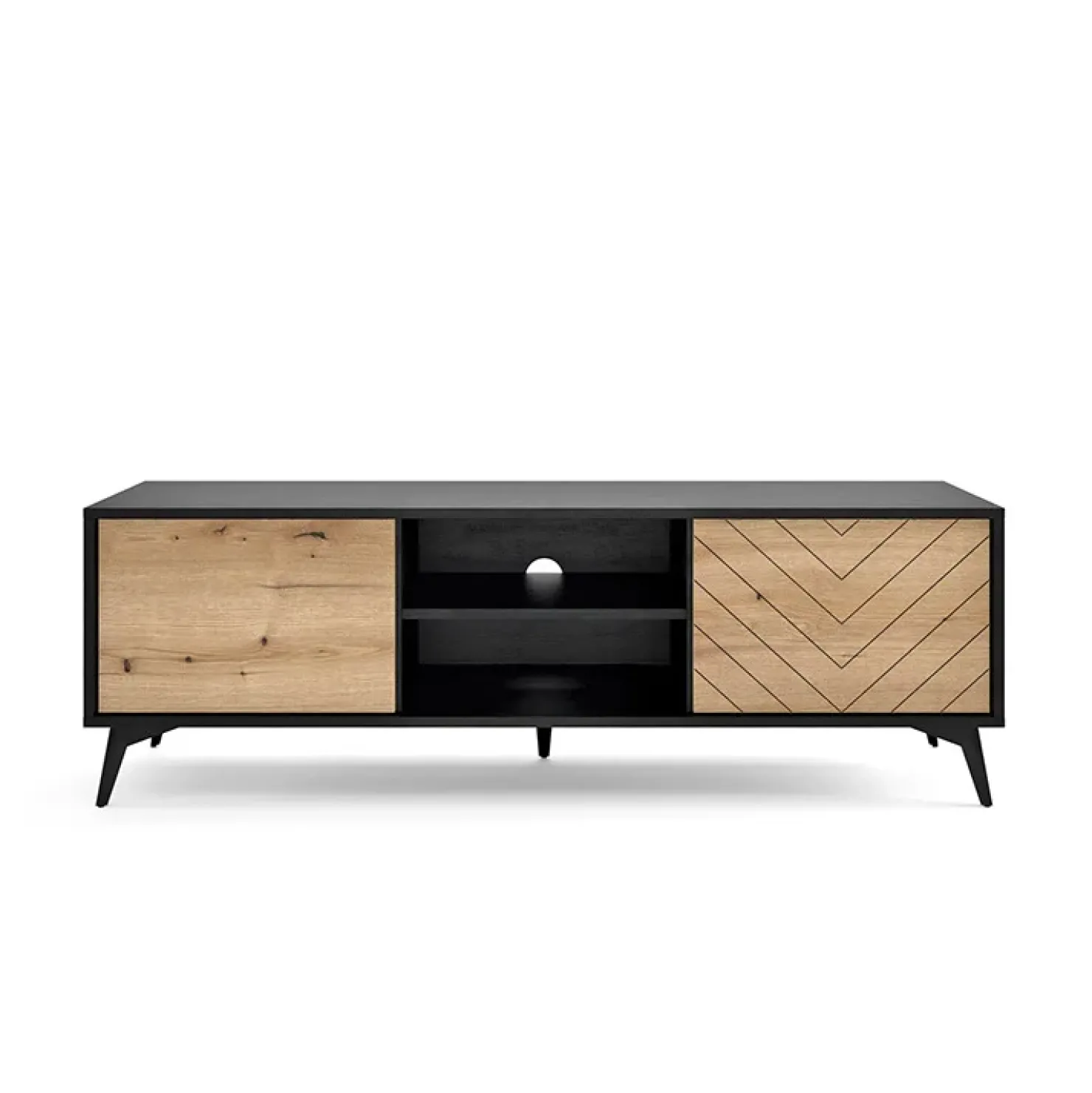 Garnero Arredamenti Mobile porta tv 154x50h cm 2 ante moderno quercia nero Becca